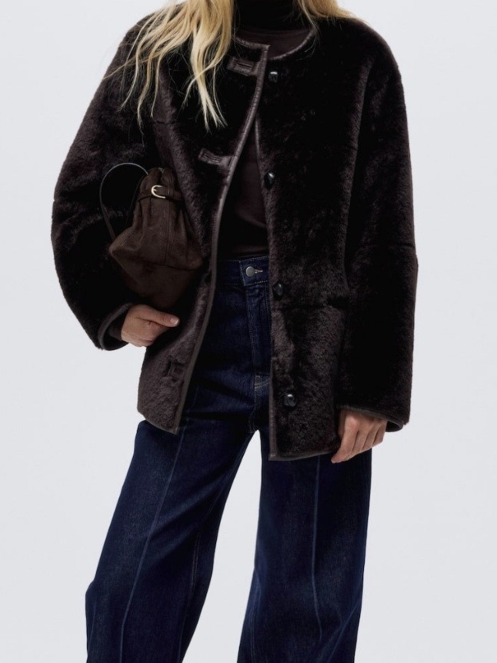 HM Dark Brown Faux Fur Coat - Women's Cozy Jacket